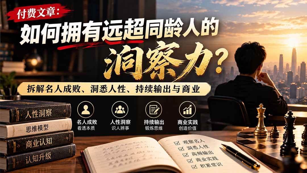 (21025期)付费文章:如何拥有远超同龄人的洞察力?拆解名人成败、洞悉人性、持续输出与商业实践-离锋创库