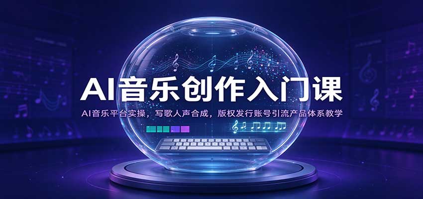 AI音乐创作入门课:AI音乐平台实操,写歌人声合成,版权发行账号引流产品体系教学-离锋创库