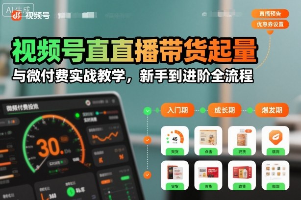 视频号直播带货起量与微付费实战教学,新手到进阶全流程(更新26年10月)-离锋创库