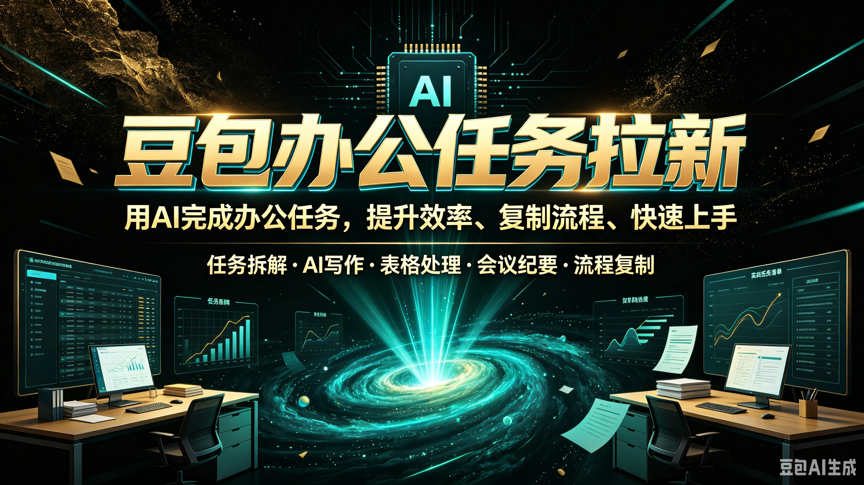 【精】豆包办公任务拉新，用AI完成办公任务，提升效率、复制流程、快速上手，任务拆解、AI写作、表格处理、会议纪要、流程复制-离锋创库