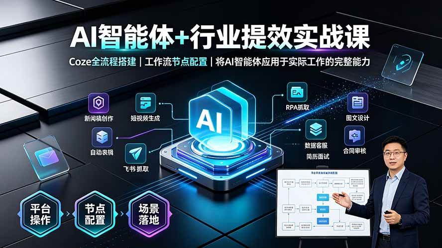 （19281期）AI智能体+行业提效实战课·Coze全流程搭建｜工作流节点配置｜将AI智能体应用于实际工作的完整能力-离锋创库