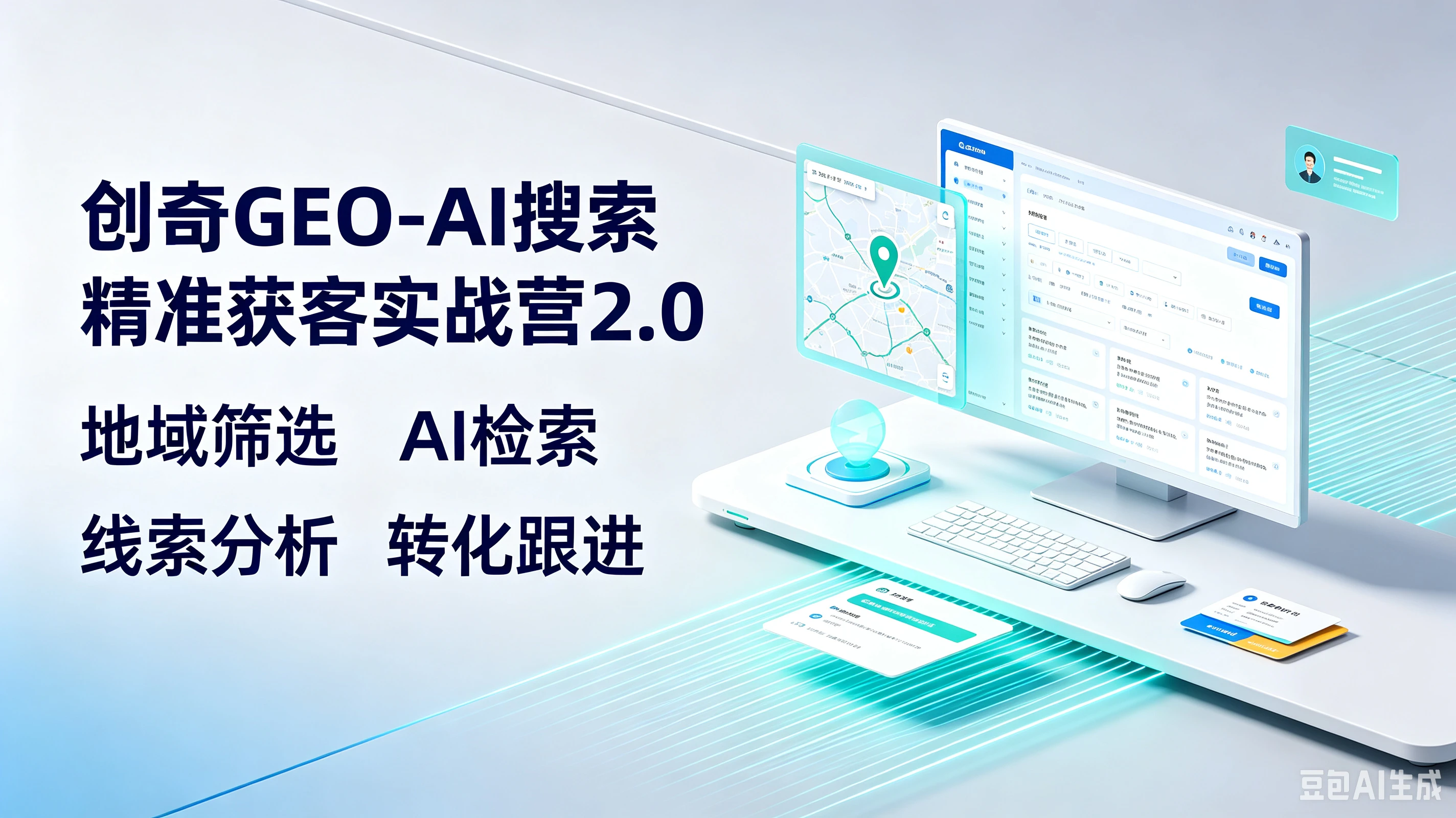 【精】创奇GEO-AI搜索精准获客实战营2.0，地域筛选、AI检索、线索分析、转化跟进-离锋创库