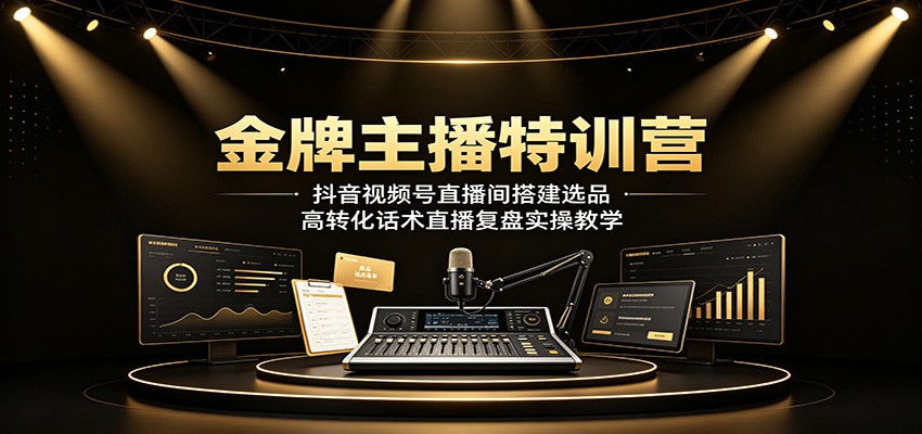 金牌主播特训营:抖音视频号直播间搭建选品,高转化话术直播复盘实操教学-离锋创库