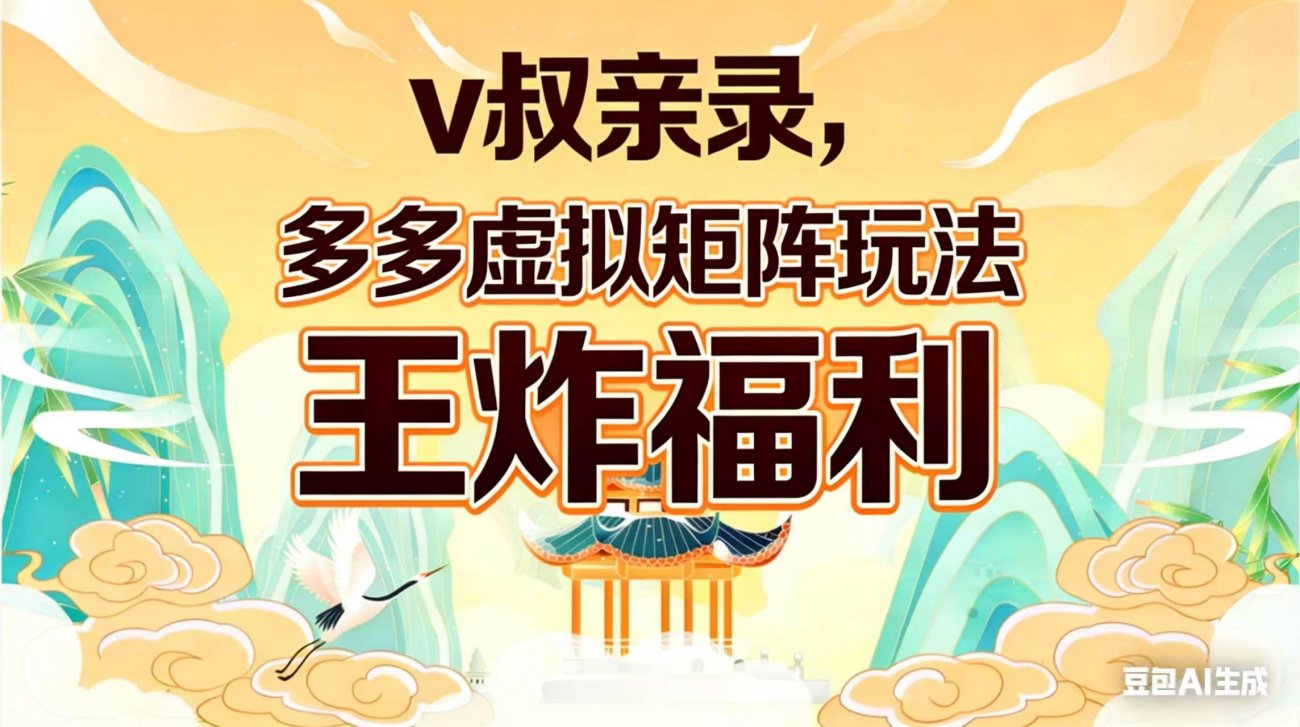 （17733期）v叔亲录，多多虚拟矩阵玩法，王炸福利限时领取-离锋创库