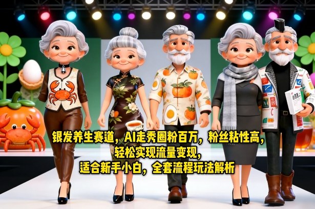 银发养生赛道，AI走秀圈粉百万，粉丝粘性高，轻松实现流量变现，适合新手小白，全套流程玩法解析-离锋创库