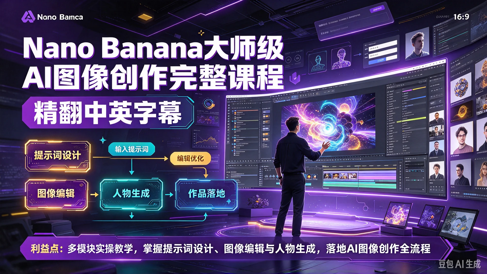 Nano Banana大师级AI图像创作完整课程(精翻中英字幕),多模块实操教学,掌握提示词设计、图像编辑与人物生成,落地AI图像创作全流程 Nano Banana大师级AI图像创作完整课程(精翻中英字幕),多模块实操教学,掌握提示词设计、图像编辑与人物生成,落地AI图像创作全流程