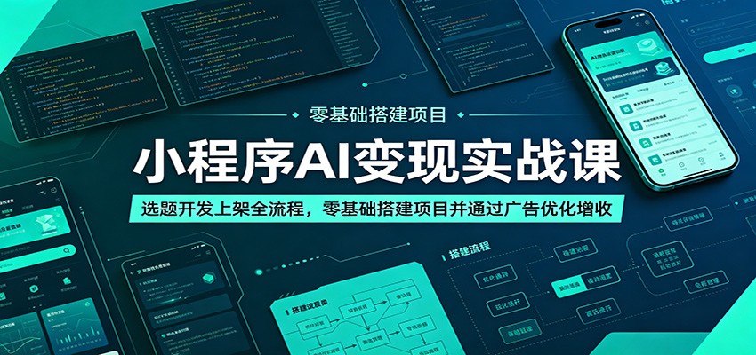 小程序AI变现实战课:选题开发上架全流程,零基础搭建项目并通过广告优化增收-离锋创库