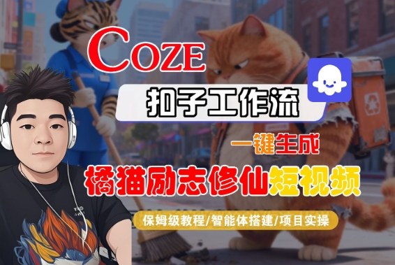 Coze扣子智能体工作流一键生成“橘猫励志修仙“短视频，全流程保姆级教学-离锋创库