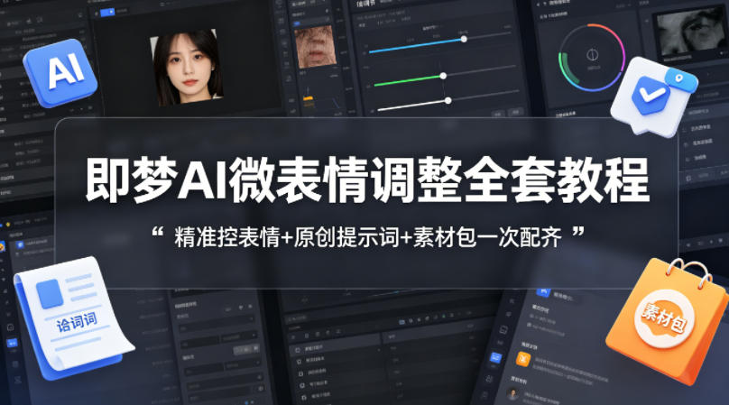 即梦AI微表情调整全套教程,精准控表情+原创提示词+素材包一次配齐-离锋创库