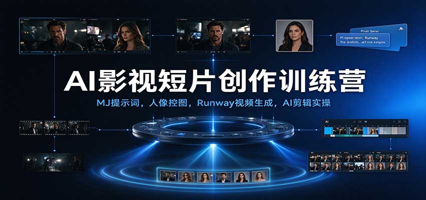 AI影视短片创作训练营:MJ提示词,人像控图,Runway视频生成,AI剪辑实操-离锋创库