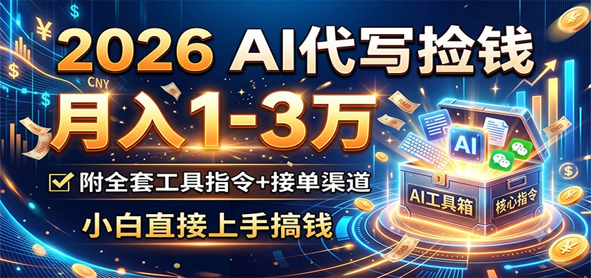 2026 AI代写捡钱,月入1-3万,附全套工具指令+接单渠道,小白直接上手搞钱 2026 AI代写捡钱,月入1-3万,附全套工具指令+接单渠道,小白直接上手搞钱