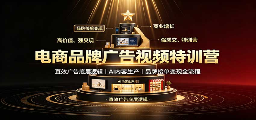 电商品牌广告视频特训：直效广告底层逻辑，AI内容生产，品牌接单变现全流程-离锋创库