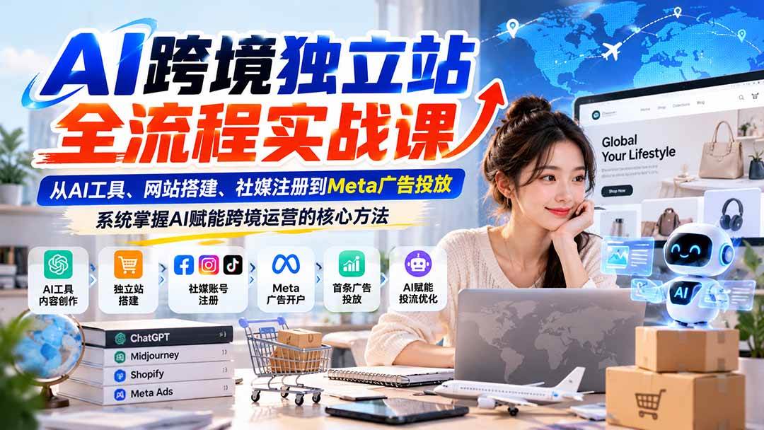 （21056期）AI跨境独立站全流程实战课：从AI工具、网站搭建、社媒注册到Meta广告投放，系统掌握AI赋能跨境运营的核心方法-离锋创库