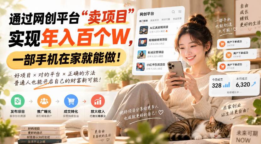 （20565期）通过网创平台“卖项目”实现年入百万，一部手机在家就能做！-离锋创库
