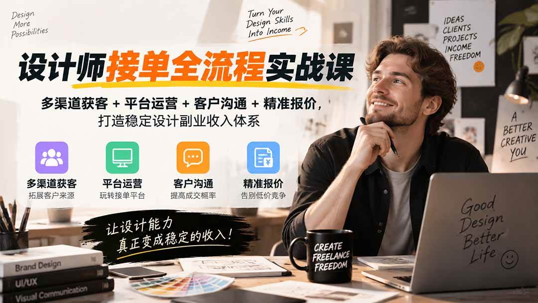 （20563期）设计师接单全流程实战课-无水印｜多渠道获客+平台运营+客户沟通+精准报价，打造稳定设计副业收入体系-离锋创库