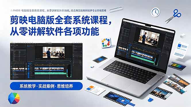 (18926期)剪映电脑版全套系统课程,从零讲解软件各项功能,结合海量实战案例培养专业剪辑思维-离锋创库