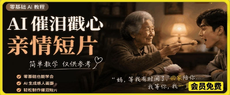 AI催泪戳心亲情短片，零基础AI教程，简单教学仅供参考-离锋创库