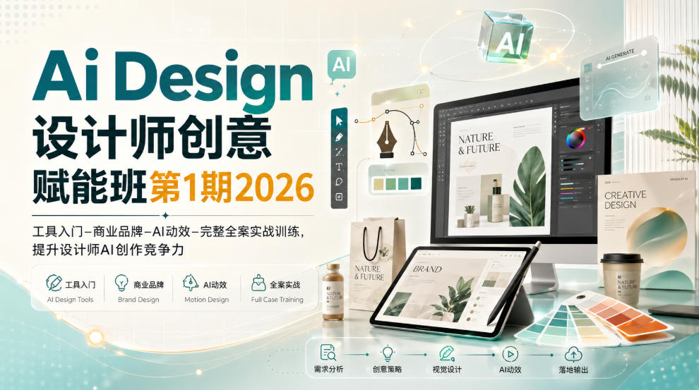 Ai Design设计师创意赋能班第1期2026|工具入门‑商业品牌‑AI动效‑完整全案实战训练,提升设计师AI创作竞争力-离锋创库