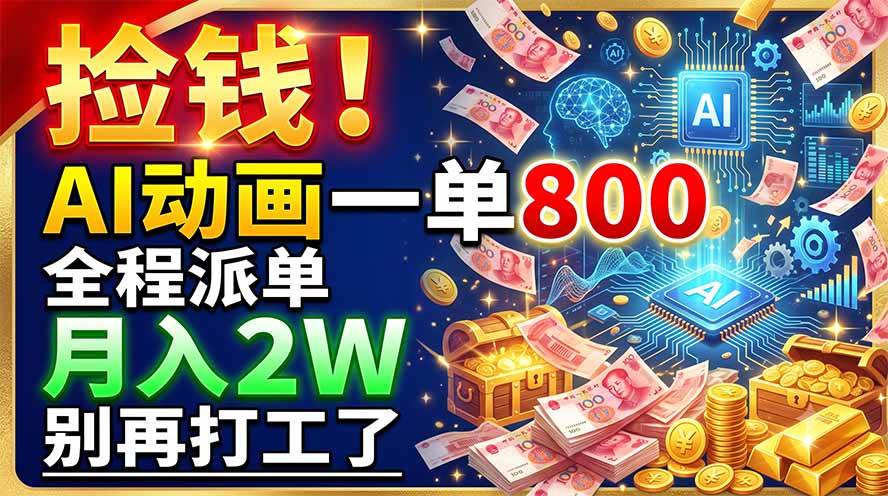 （19330期）捡钱！AI动画一单800，全程派单，月入2W，别再打工了-离锋创库