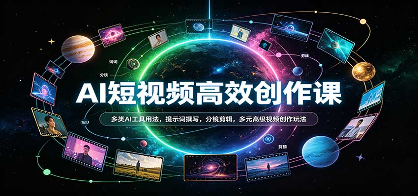 AI短视频高效创作课:多类AI工具用法,提示词撰写,分镜剪辑,多元高级视频创作玩法 AI短视频高效创作课:多类AI工具用法,提示词撰写,分镜剪辑,多元高级视频创作玩法