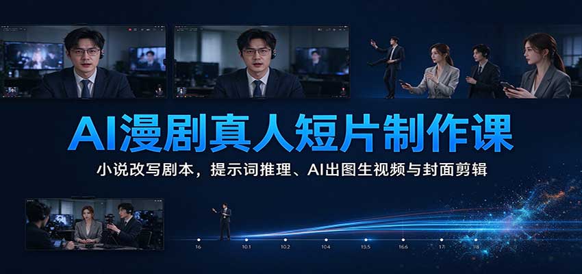AI漫剧真人短片制作课:小说改写剧本,提示词推理、AI出图生视频与封面剪辑-离锋创库