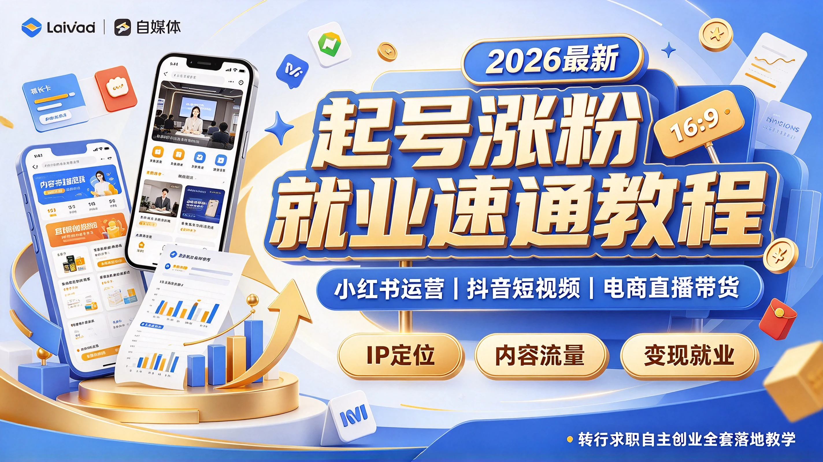 【精】2026起号涨粉就业速通教程,小红书运营抖音短视频电商直播带货自媒体IP搭建,转行求职自主创业全套落地教学!-离锋创库