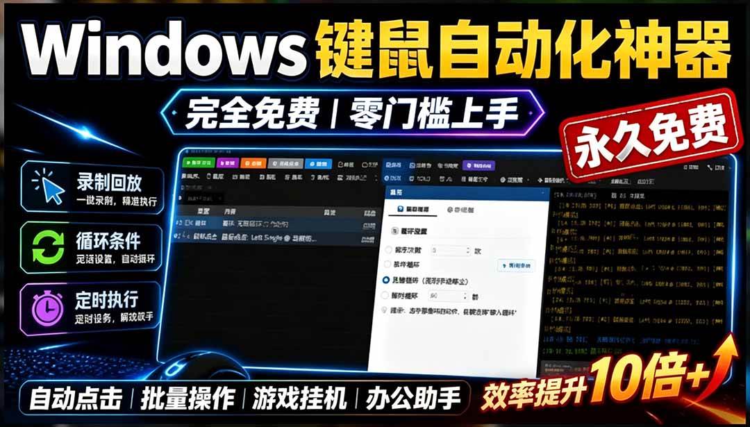 (19423期)专业Windows键鼠自动化工具,免费永久使用,告别重复操作,小白也能快速创建自动化脚本 点点精灵-离锋创库