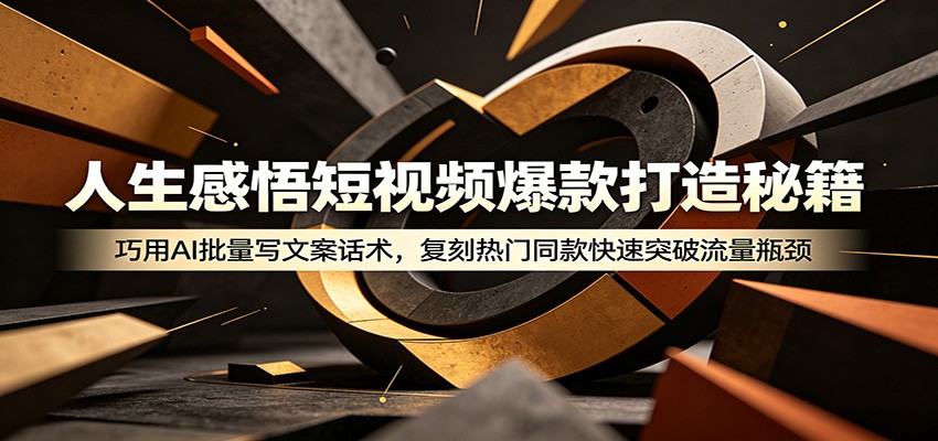 人生感悟短视频爆款打造秘籍：巧用A 批量写文案话术，复刻热门同款快速突破流量瓶颈-离锋创库