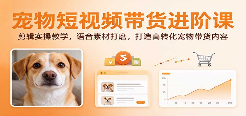 宠物短视频带货进阶课:剪辑实操教学,语音素材打磨,打造高转化宠物带货内容-离锋创库