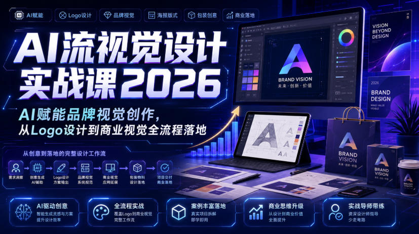 AI流视觉设计实战课2026：AI赋能品牌视觉创作，从Logo设计到商业视觉全流程落地-离锋创库