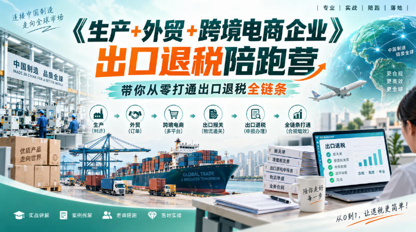 《生产+外贸+跨境电商企业》出口退税陪跑营，带你从零打通出口退税全链条-离锋创库