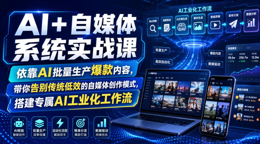 AI+自媒体系统实战课，依靠AI批量生产爆款内容，带你告别传统低效的自媒体创作模式，搭建专属AI工业化工作流-离锋创库