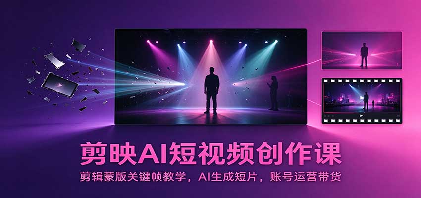 剪映AI短视频创作课：剪辑蒙版关键帧教学，AI生成短片，账号运营带货-离锋创库