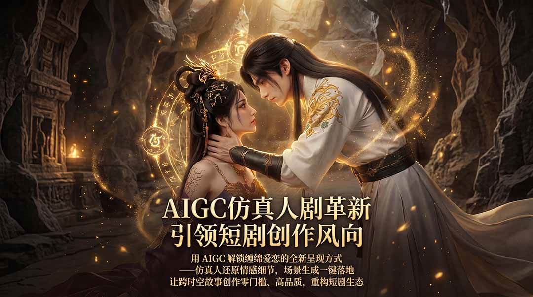 【精】AIGC 仿真人短剧创作革新，解锁仙侠爱恋全新呈现，一键出高质场景，零门槛打造爆款剧集-离锋创库