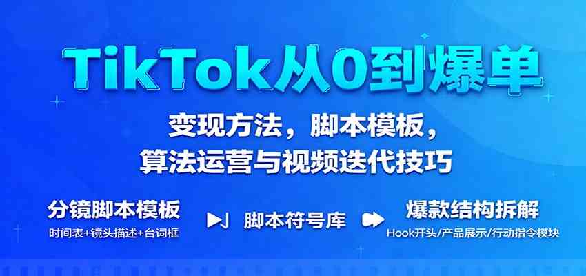 TikTok从0到爆单：变现方法，脚本模板，算法运营与视频迭代技巧-离锋创库