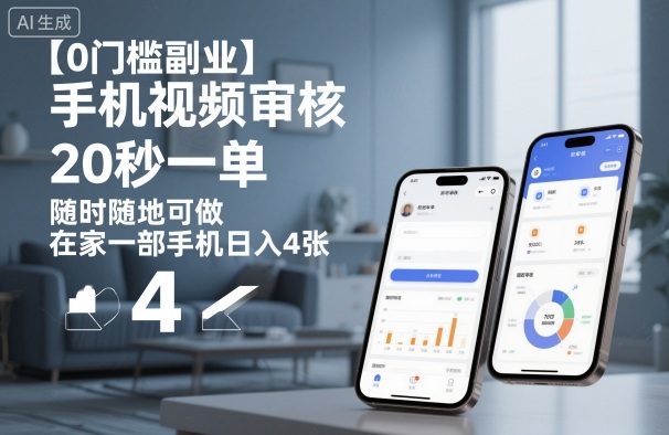 【0门槛副业】手机视频审核，20秒一单，随时随地可做，在家一部手机日入4张【揭秘】-离锋创库
