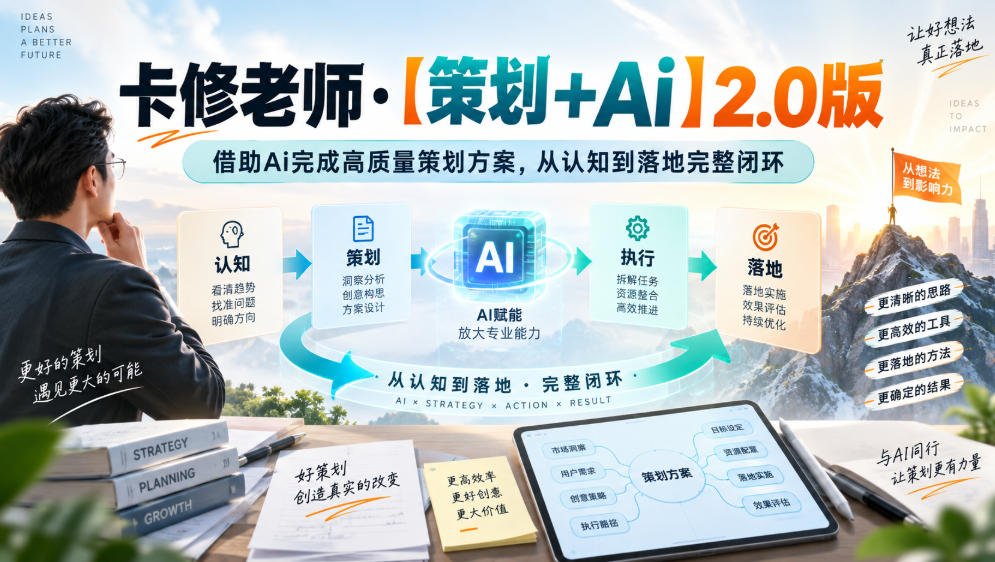 卡修老师·【策划+Ai】2.0版借助Ai完成高质量策划方案,从认知到落地完整闭环 卡修老师·【策划+Ai】2.0版借助Ai完成高质量策划方案,从认知到落地完整闭环