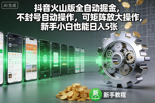 抖音火山版全自动掘金，不封号自动操作，可矩阵放大操作，新手小白也能日入5张【揭秘】-离锋创库