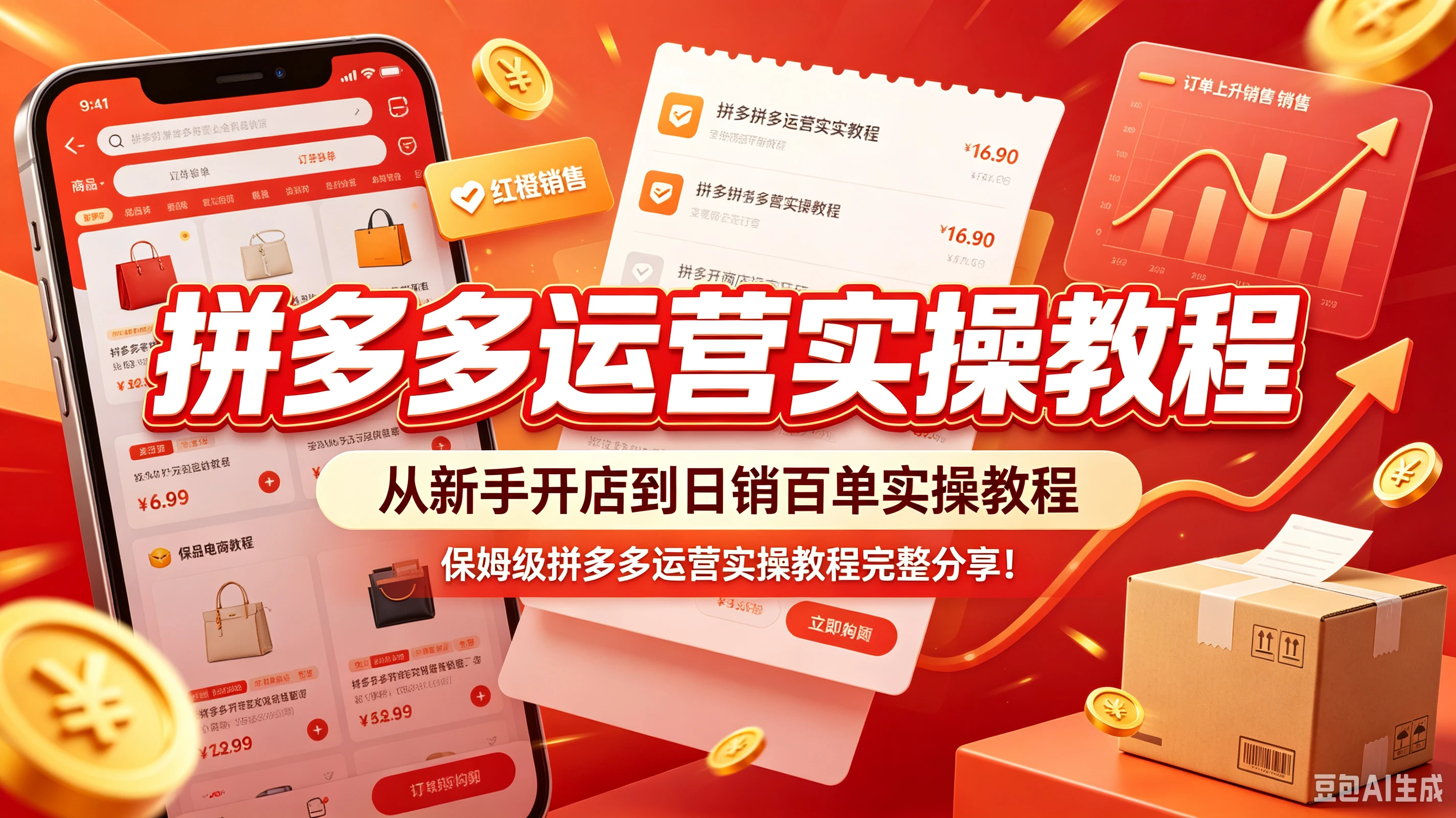 【精】拼多多运营实操教程，从新手开店到日销百单实操教程，保姆级拼多多运营实操教程完整分享！-离锋创库