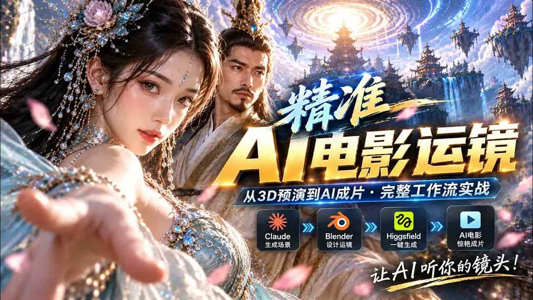 （20503期）AI视频终于能精准运镜了！Claude + Blender + Higgsfield 免费插件实测-离锋创库