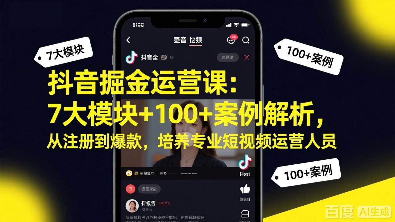 （17573期）抖音掘金运营课：7大模块+100+案例解析，从注册到爆款，培养专业短视频运营人员-离锋创库