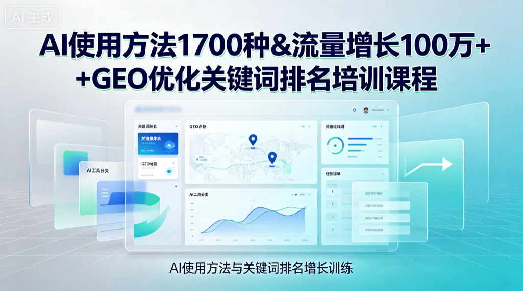 【精】Ai使用方法1700种&流量增长100万+GEO优化关键词排名培训课程-离锋创库
