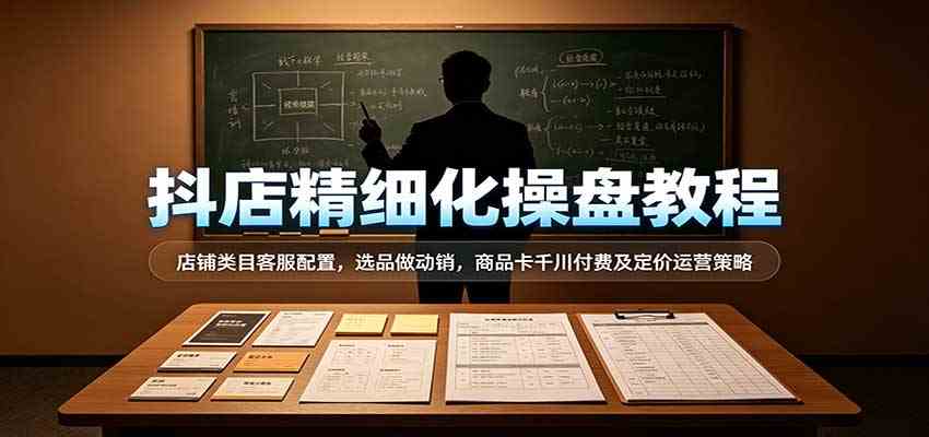 抖店精细化操盘教程：店铺类目客服配置，选品做动销，商品卡千川付费及定价运营策略-离锋创库