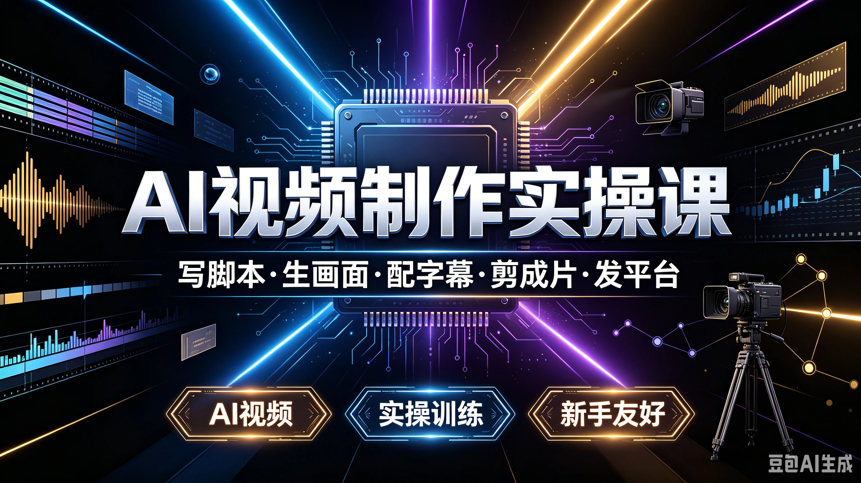 【精】AI视频制作实操课写脚本·生画面·配字幕·剪成片·发平台,AI视频、实操训练、新手友好-离锋创库