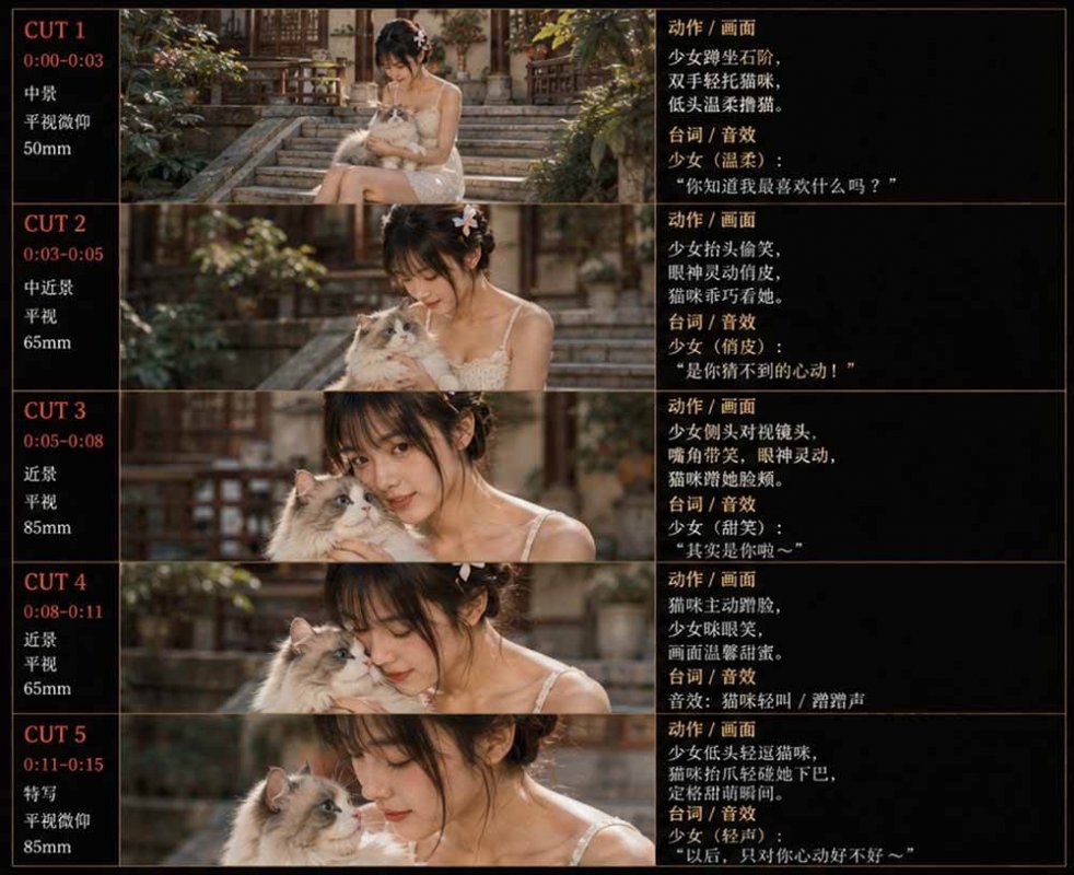 (18909期)美女和猫故事提示词,人物一致性提示词+故事板 (18909期)美女和猫故事提示词,人物一致性提示词+故事板