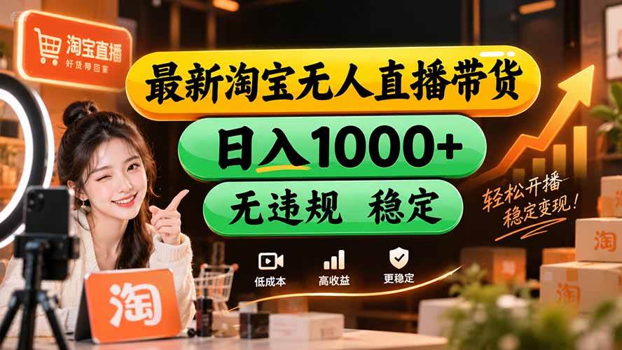 （20453期）【新技术】淘宝无人直播，独家，日入2K+，无封号，可矩阵，长期稳定-离锋创库