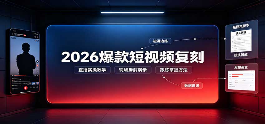 2026爆款短视频复刻：直播实操教学，配套文字文档掌握全流程-离锋创库