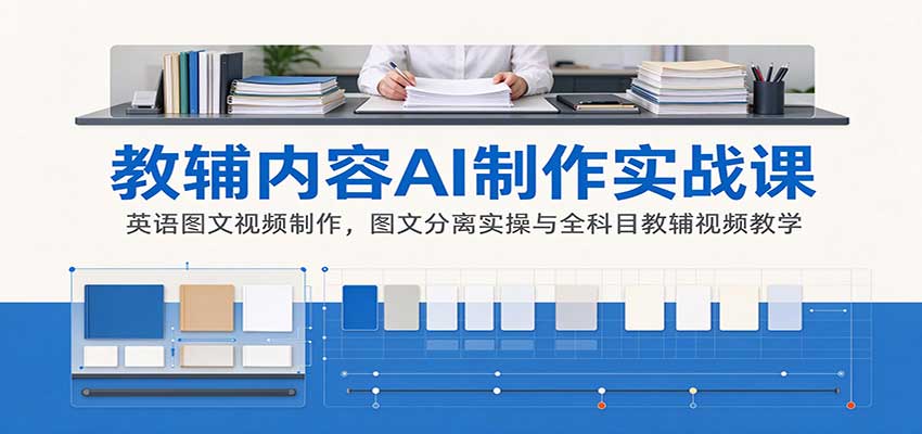 AI制作教辅内容实战课:英语图文视频制作,图文分离实操与全科目教辅视频教学-离锋创库