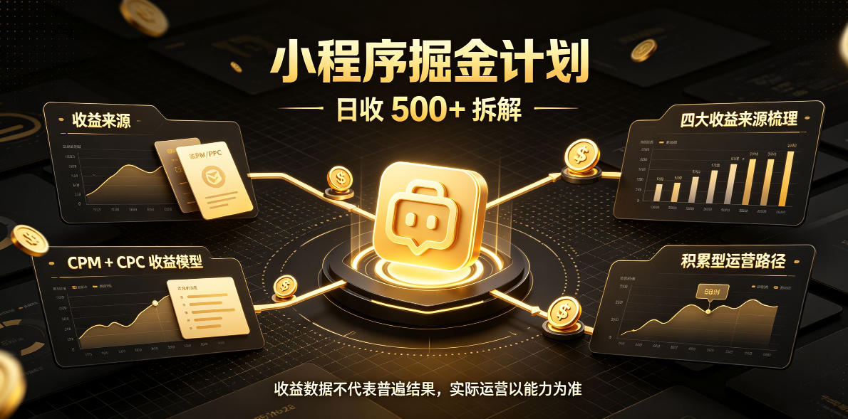 小程序推广计划，日收500+，腾讯官方打款，客户留存率高，收益长期稳定【揭秘】-离锋创库