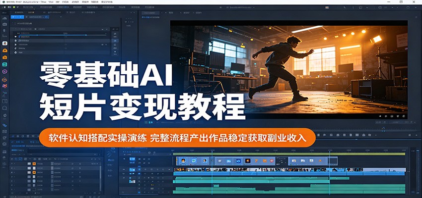 零基础AI短片变现教程：软件认知搭配实操演练，完整流程产出作品稳定获取副业收入-离锋创库